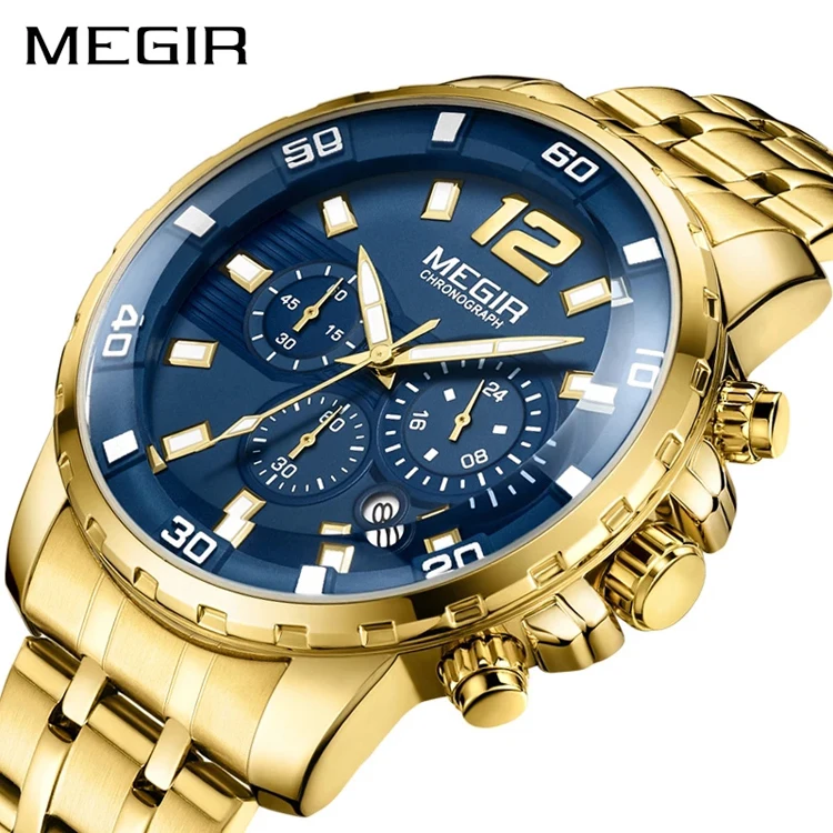 

Megir 2068 Luxury Brand Sport Men Watches Stainless Steel Strap Waterproof Military Quartz Business Clock