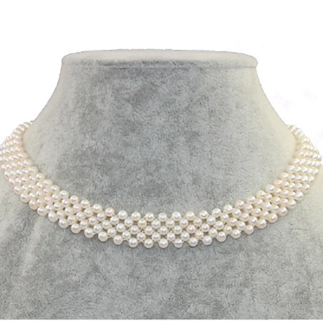 

Creative freshwater pearl necklace 4-5mm fashion hand-woven flawless multi layer Mini