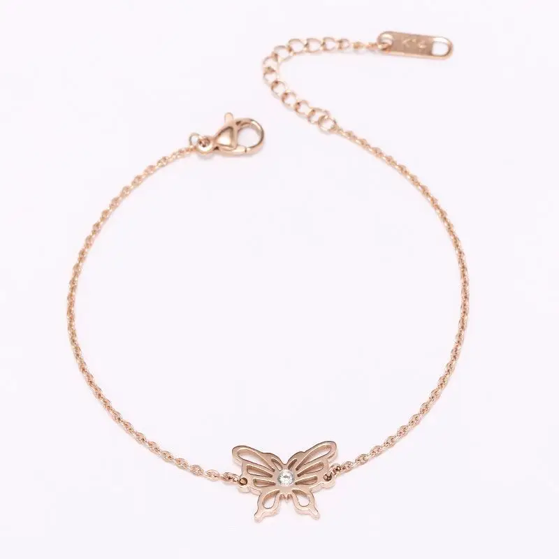 

Fashion Allergy Free Zircon Butterfly Pendant Fine Jewelry Bracelet,Rose Gold Bracelets For Women