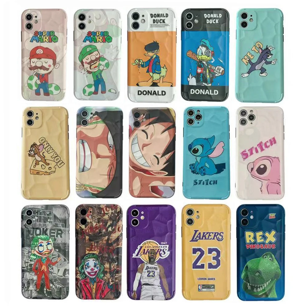 

3D Assorted Cartoon Characters IMD Textured Slippy For iPhone 12 11 Mini Pro Max Phone Case Cover