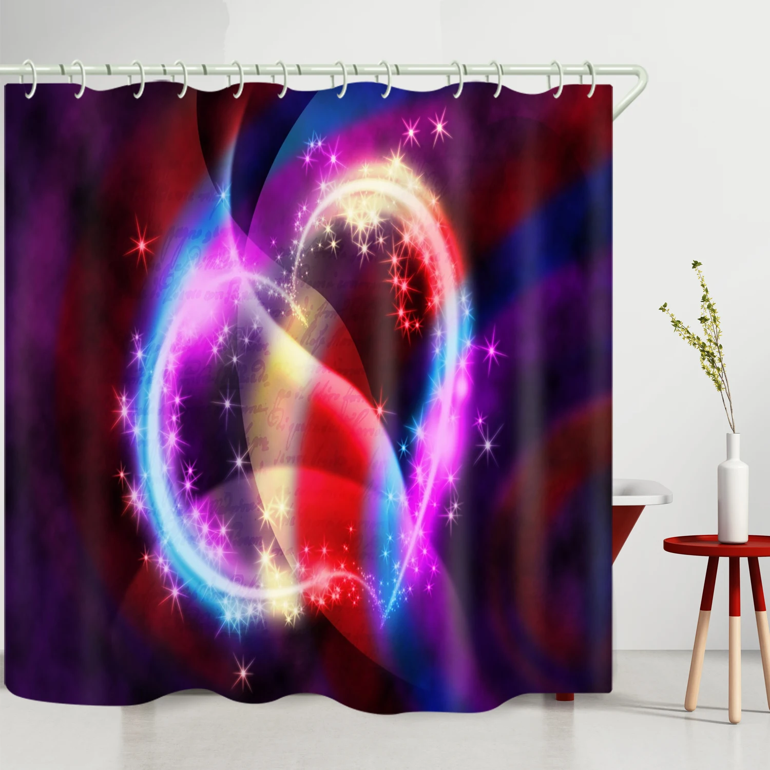 

Colorful heart-shaped simple fabric bathroom decoration shower curtain durable environmentally friendly polyester curtain, Picture