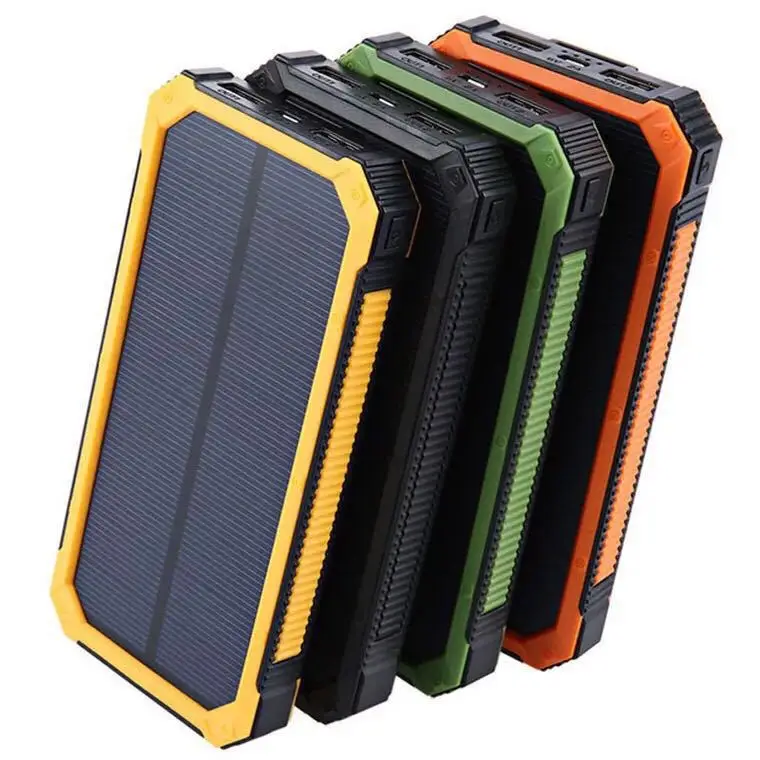 

Outdoor travel 20000 mAH powerbank solar fast charger power bank portable with LED emergency Lamp, Black, red, orange, green