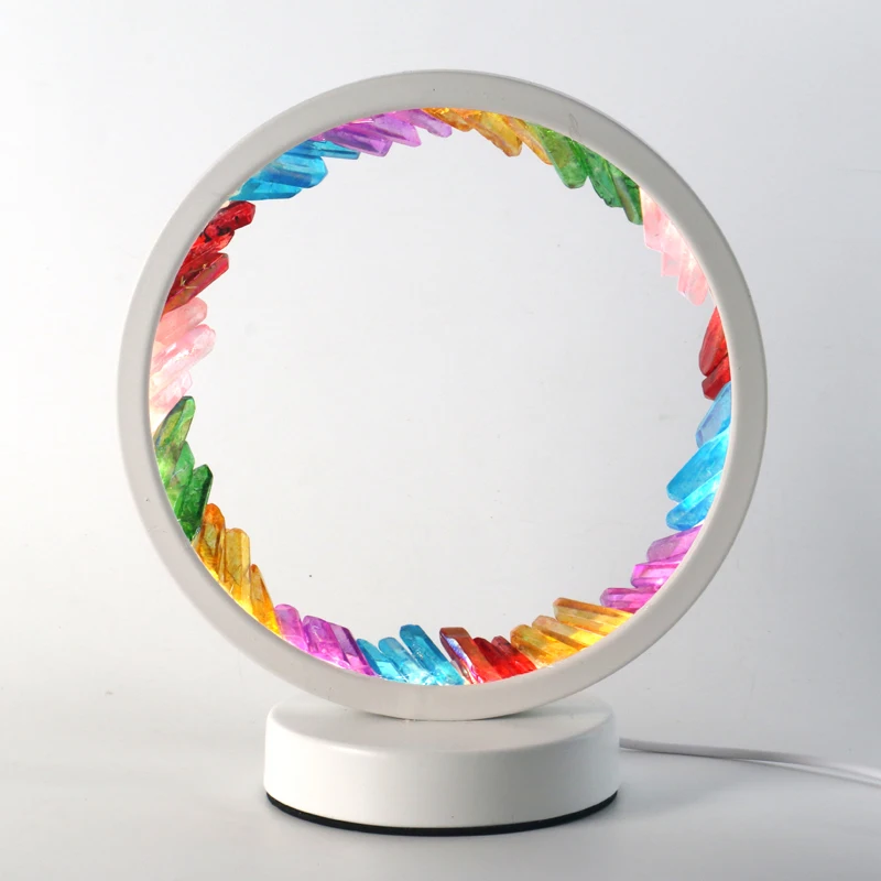

Wholesale new selling crystal raw lamp can be customized material rainbow Round Night crystal lamp