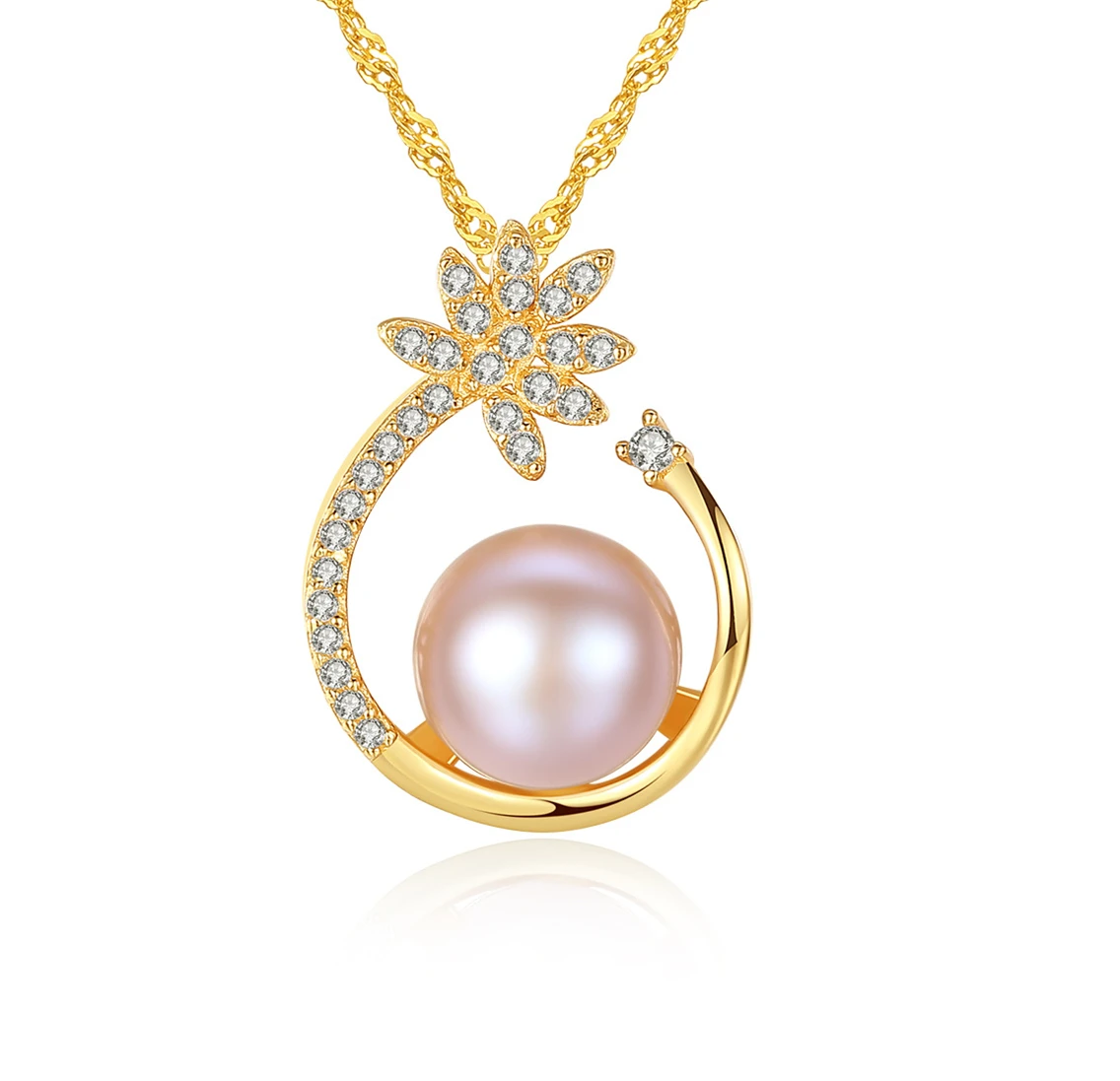 

Daidan Necklace Silver 925 Zircon Dainty Pearl 18K Gold Jewelry Horseshoe Flower Pearl Necklaces