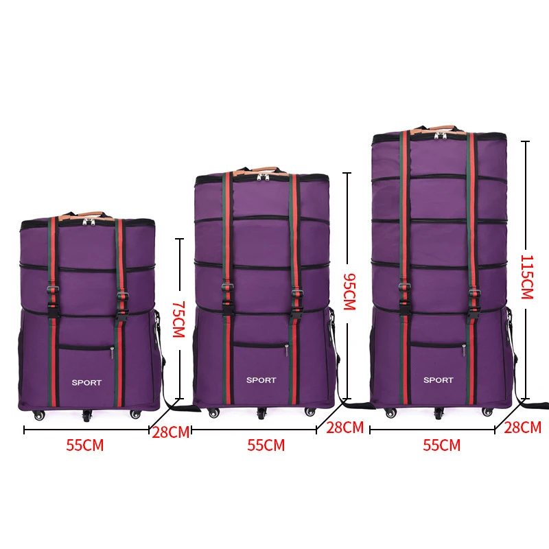 

V232 New selling big size travel bags wheeled expandable valise 3 piece duffle bag foldable duffel trolley luggage bag