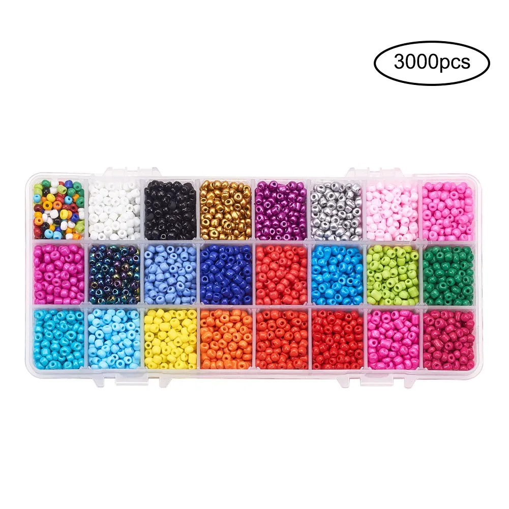 

Pandahall 24 Colors Round Mixed Color Glass Seed Beads