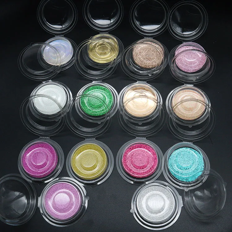 

Lahes Packaging Custom Logo Empty Transparent Round Fake Eyelash Case Plain Circle Clear Plastic 3d Eye Lash Boxes With Tray, Transparent, clear