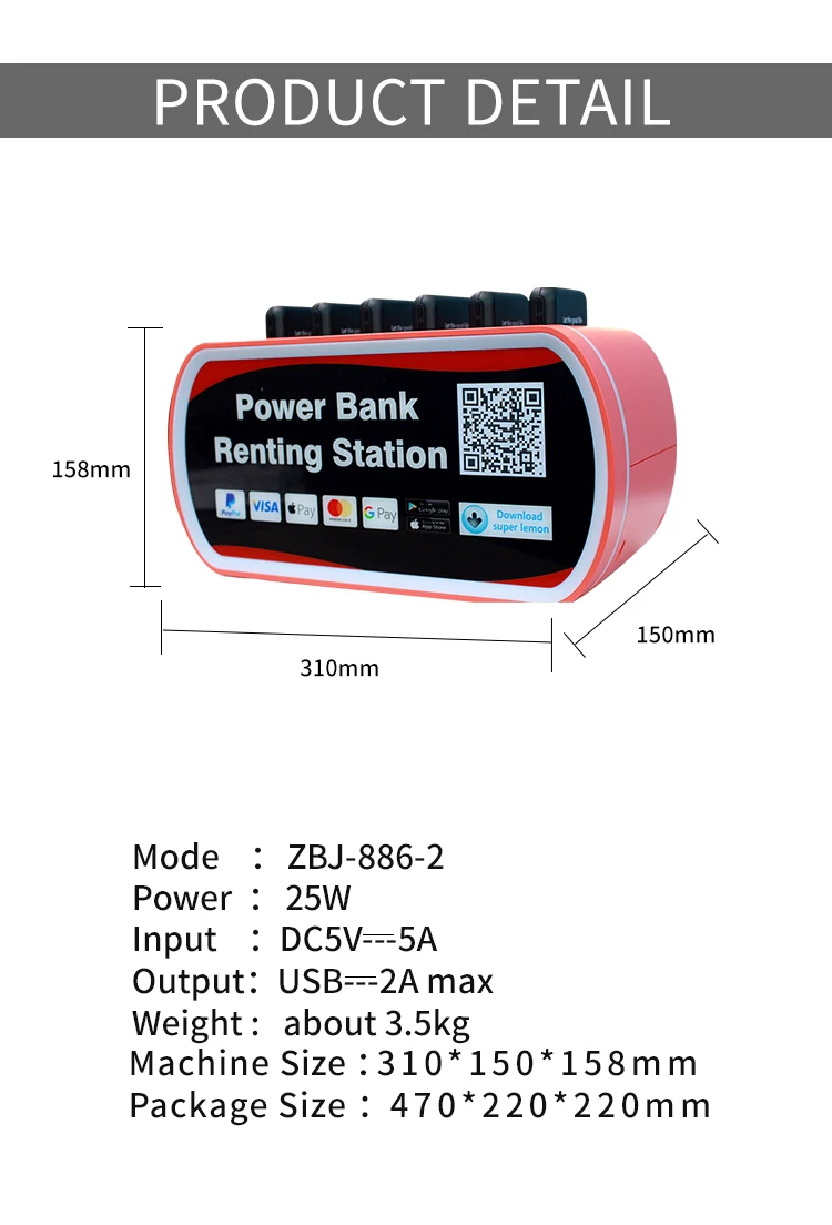 Portable power bank Shared power bank rental charging station 6 PCS 5000mah power banks quick charging - ANKUX.COM