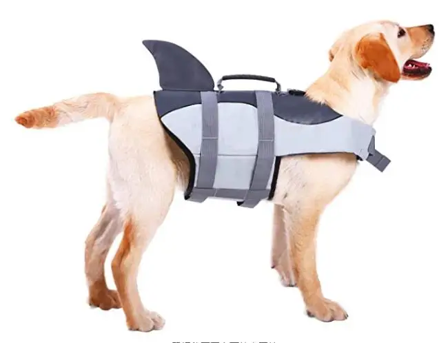 

Pet Swimming coat Dog Life Jacket Ripstop Pet Floatation Vest Saver Swimsuit Preserver for Water Safety at Pool Beach Boating, Grey/pink