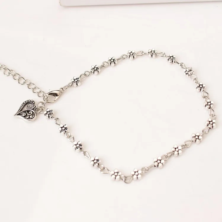 

Body Jewelry Type Daisy Flowers Heart-Shaped Anklet
