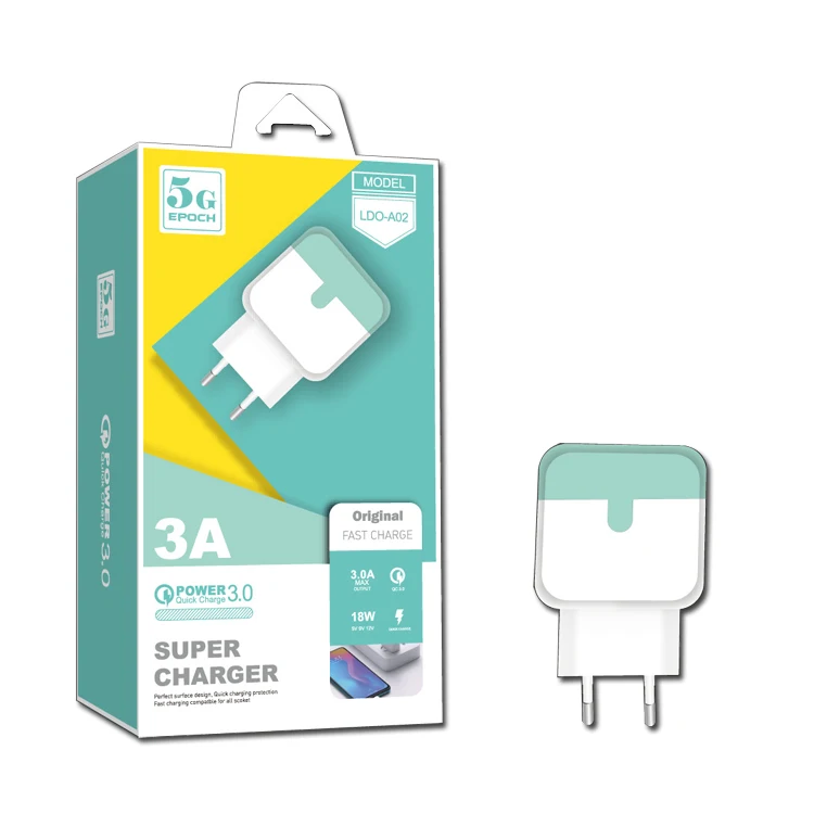 

USB wall charger fast charger with micro USB cable QC3.0 phone charger, Colorful