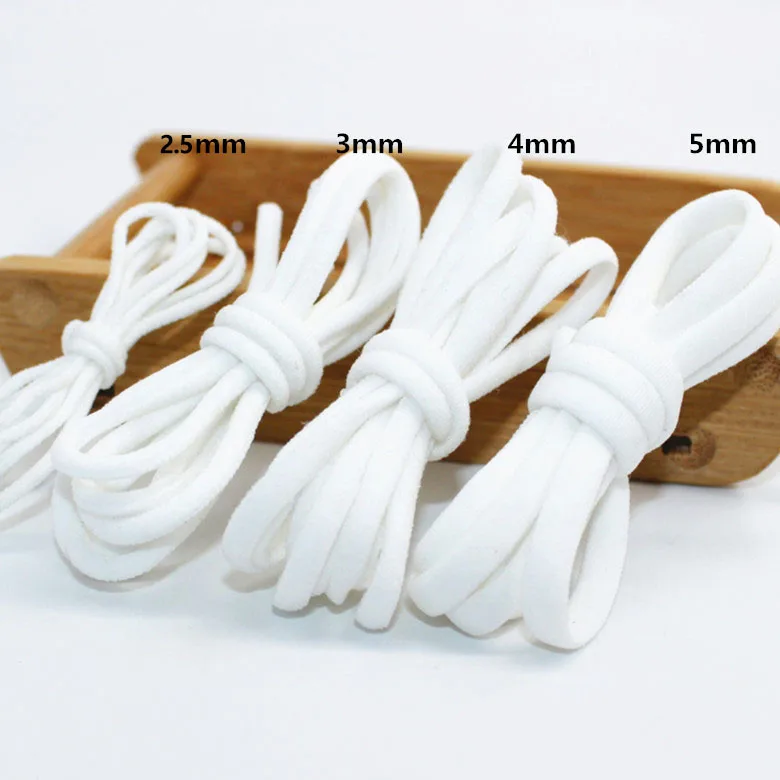 

White and Black Round and Flat Ear Loop Elastic Cord Elastic Rope Earloop Elastic Band For Mask
