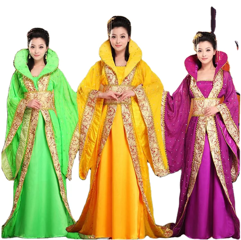 

Oriental Ancient China Costume Woman Fairy Hanfu Folk Dance Stage TV Performance Clothing Asian Traditional Dress For Lady, As the pictures