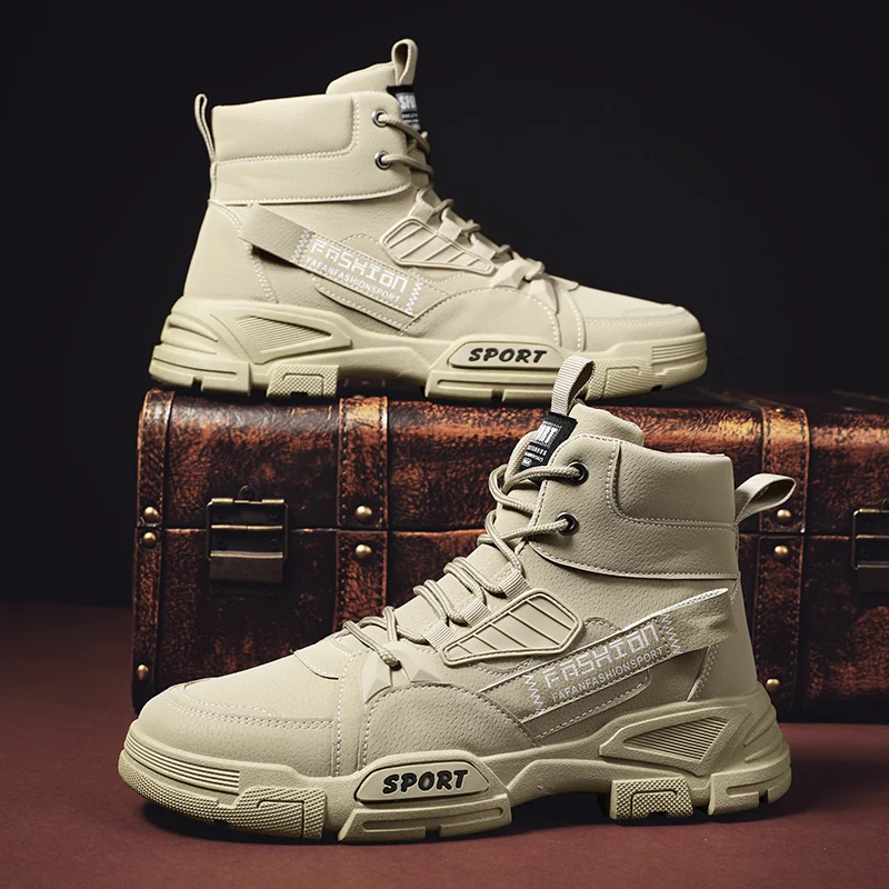

2021 The new men's boots fall high top outdoor casual lace-up Martens denim shoes for men