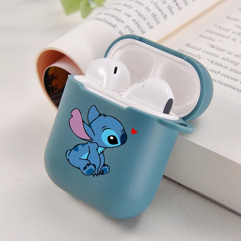 

Case For Apple AirPods 1/2 pro Earphone Soft Silicone Case For Apple Air Pods 1 2 Cases Cute Cartoon Stich Blue Matte Cover Bags