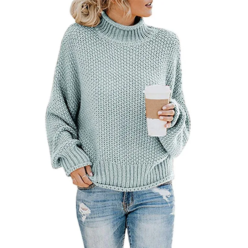 

Ladies Knitwear Crop Tops Women Knitted Pullover Turtleneck Sweaters, Picture color