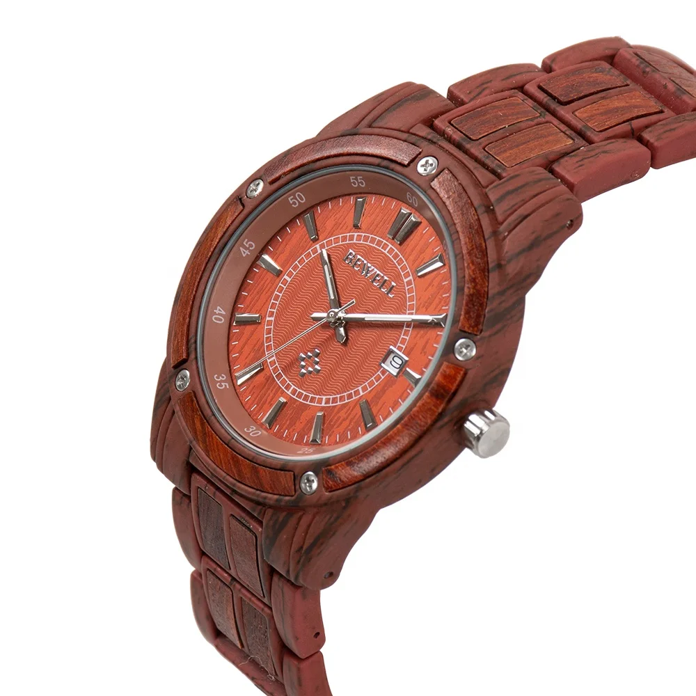 

New luxury metal steel watch 3ATM water resistant metal case wood printed decoration metal strap watch