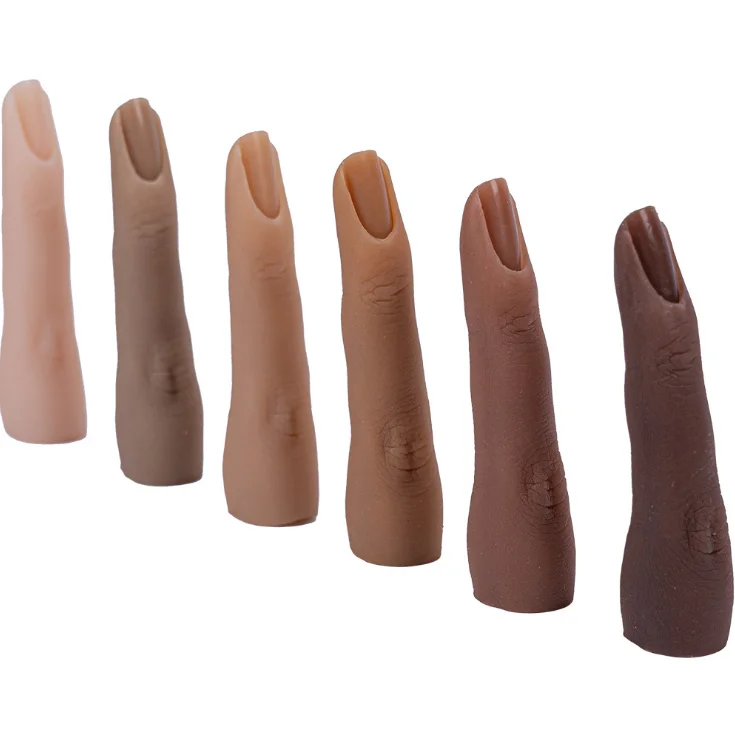 

Top Selling Silicone Artificial Nail Finger Practice Display Nail Art Trailer Nail Practice Finger, As image show