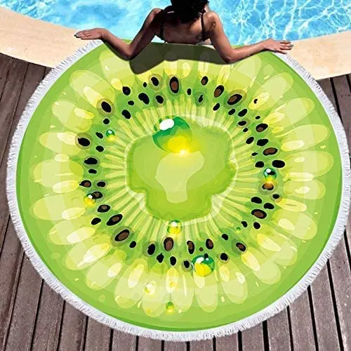 Fruit series printing luxury lint free quick-drying anti-sand summer beach camping microfiber round beach towel