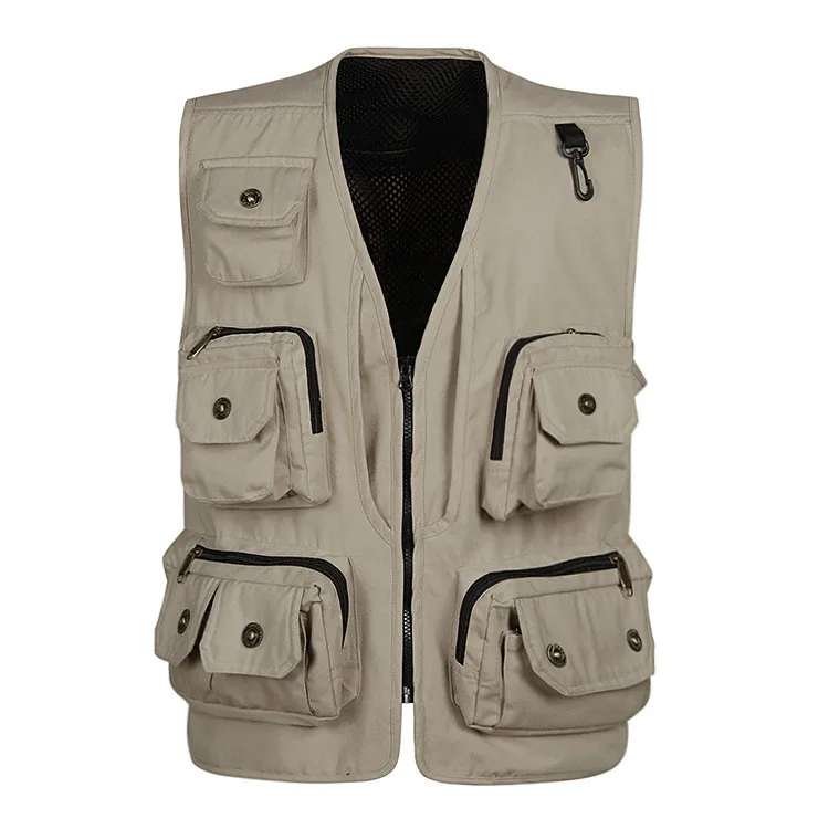 

Outdoor Fishing Men Cotton Vest, Black, beige, red, green