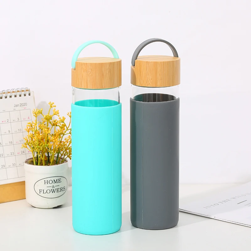 

Mikenda glass water Bottle BPA Free Travel Drink Bottle with silicone sleeve cover