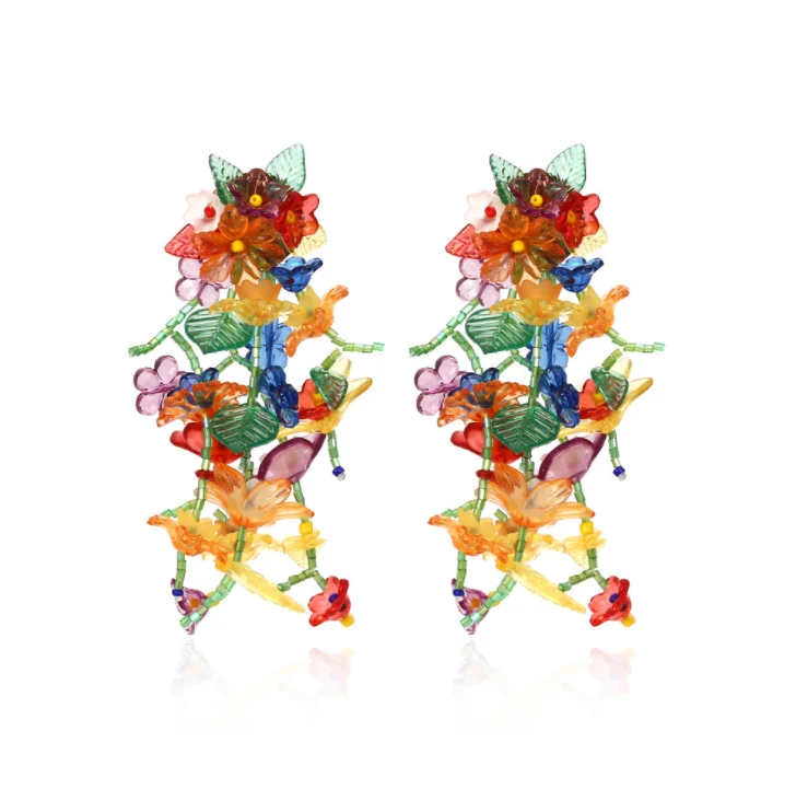 

beaded dangling silk thread tassel earrings