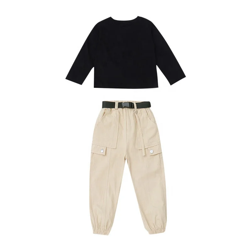 

B60435A Two pieces of fashionable long sleeve overalls of Chinese children's fashion sets, Green/khaki