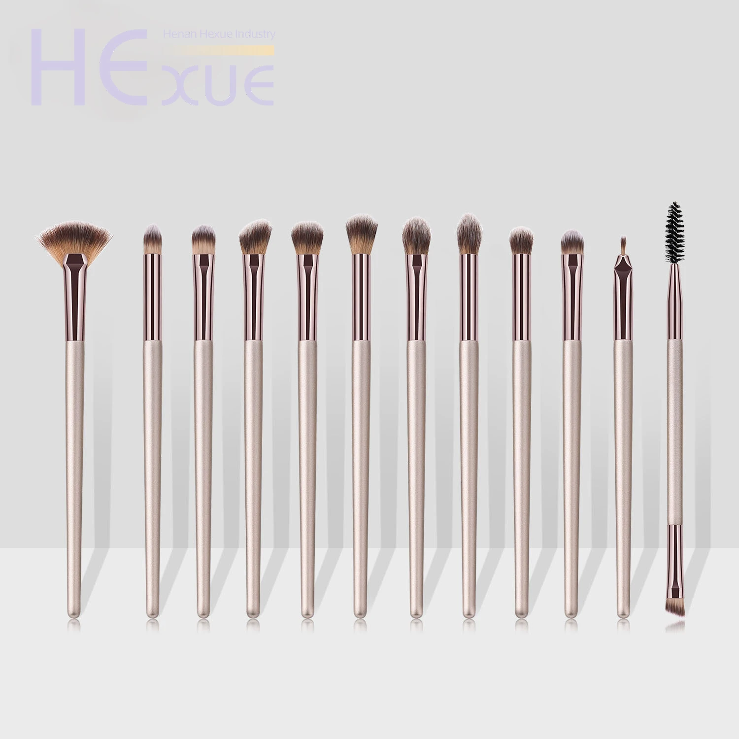 

12PCS Rose Gold EYE Makeup Synthetic Hair Eye Shadow Eyeliner Eyebrow Professional Eye Set brush make up set