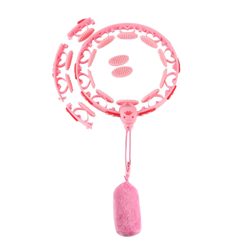 

Low price wholesale sport waist massage fitness weighted smart hula ring hoop with 14 selection, Pink