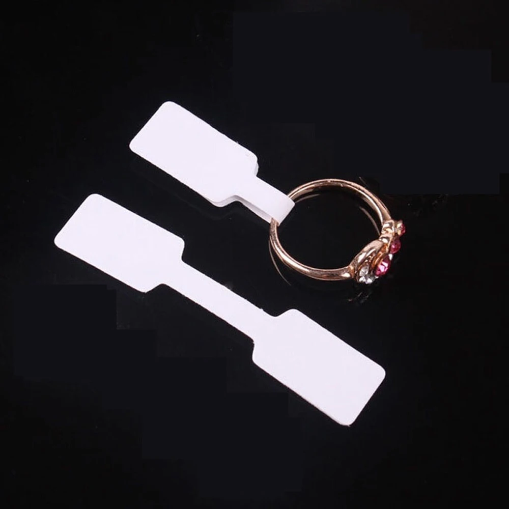 

100pcs Practical Blank Jewelry Sticky Necklace Ring Hang Size Price Label Tags Ring Sticker Display Tags Stickers, White