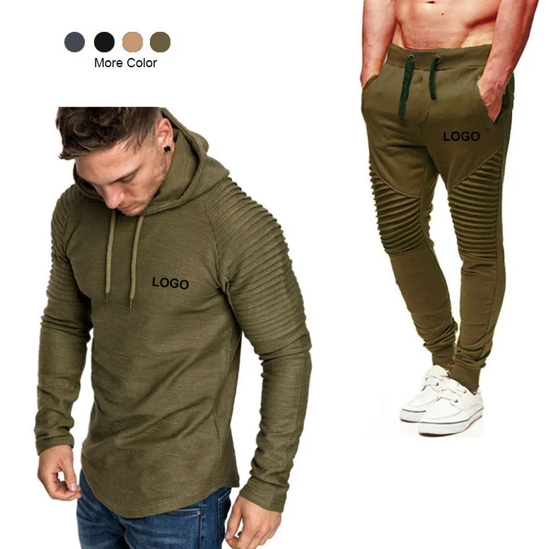 

Multiple Colour Custom Mens Long Sleeve Hoodies And Sweatpants Set Jogger Tracksuit Men Jackets With Hoodies, As pictures