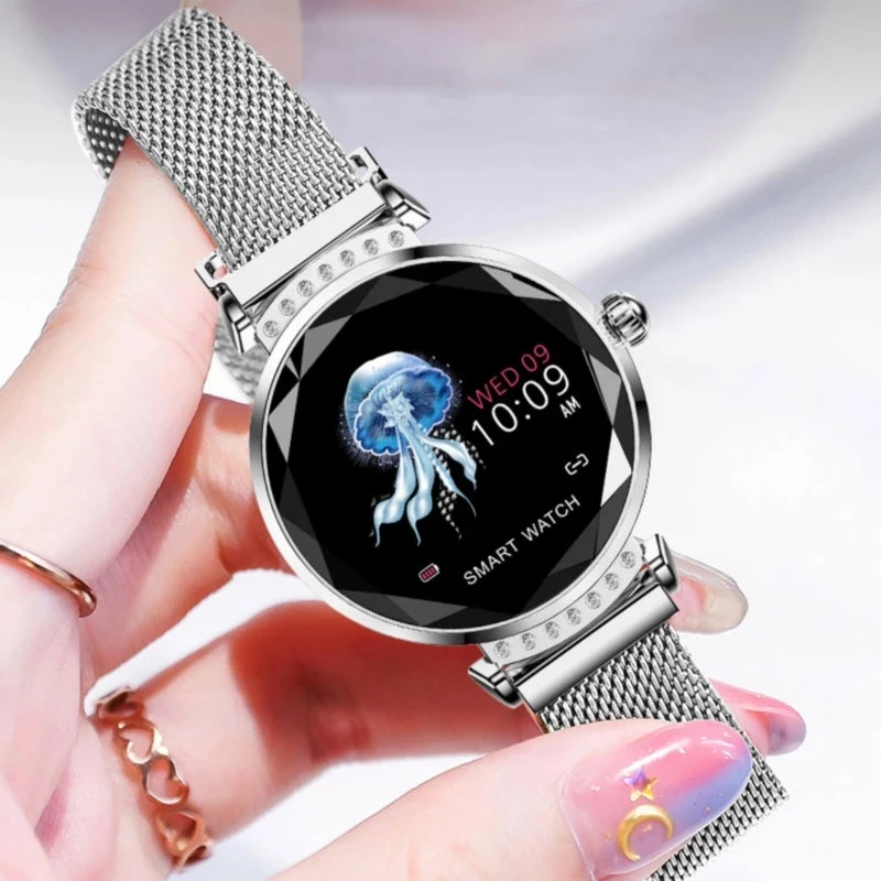 

2022 Fashion H2 flower-shape glass fashionable intelligent watch for women