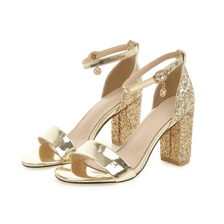 

African Women's Sandal Heel Gold Shoes Bling Sandal High Heel Shoes, Picture color