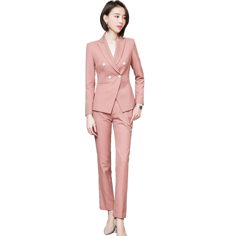 Fashion pink lady ladies office suit styles pant business suit for women formal
