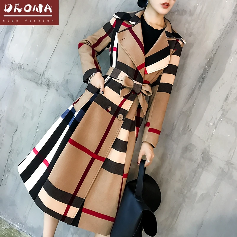 

Droma In Stock Amazon Europe and American Style Hot Sale High Quality New Color Matching Autumn Fashion Long Elegant Women Coat, Picture color