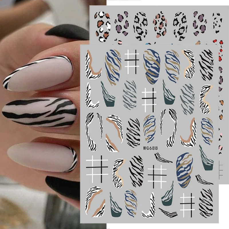 

SHIZHIXIU factory supply Animal snake leopard pattern nail decal sticker fashion nail sticker 3d 2022 designs Valentine's Day, Picture