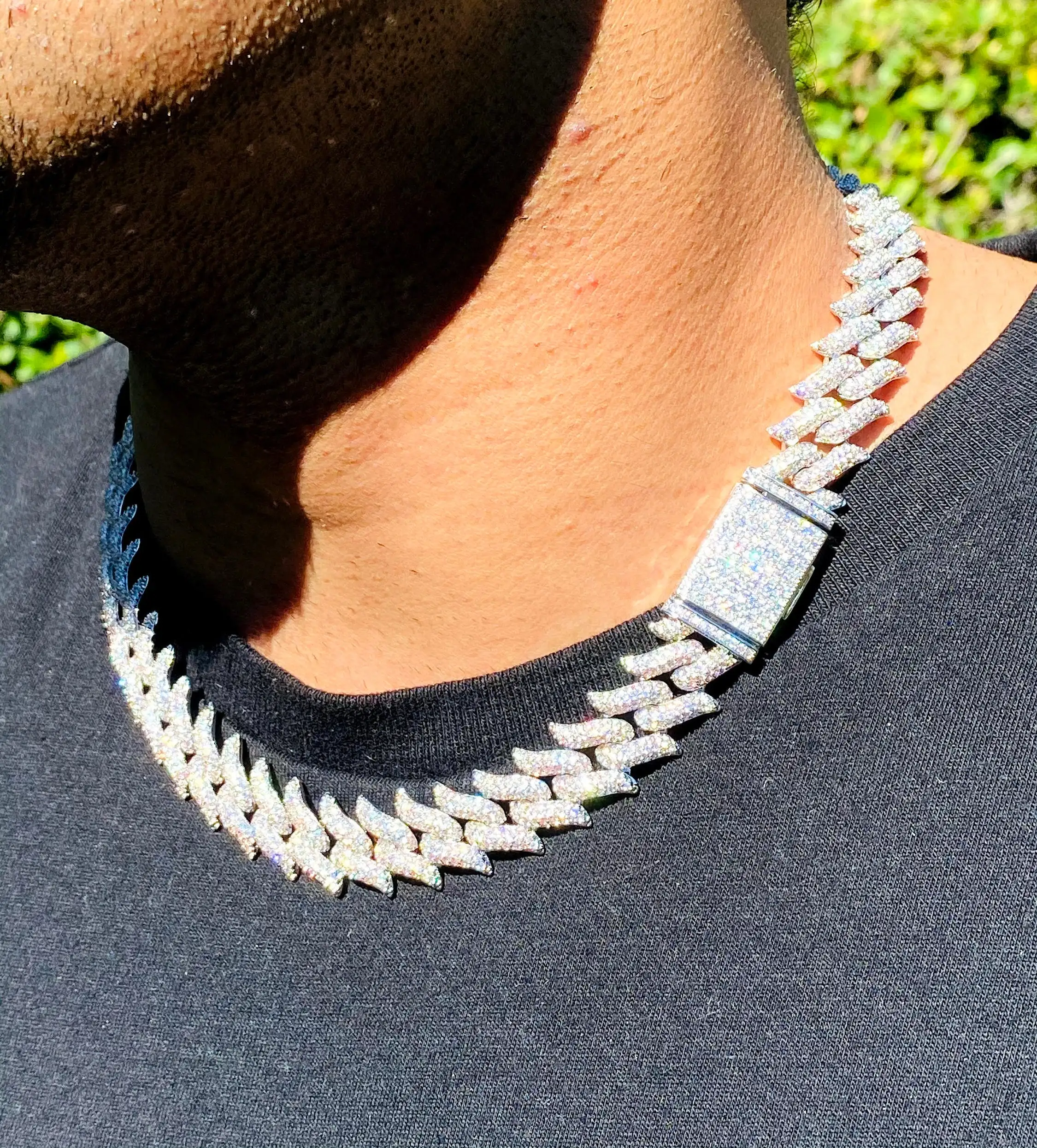

Hip Hop Iced Out White Gold Plated Men's Designer Link Chain Necklace, Gold,silver,rose gold