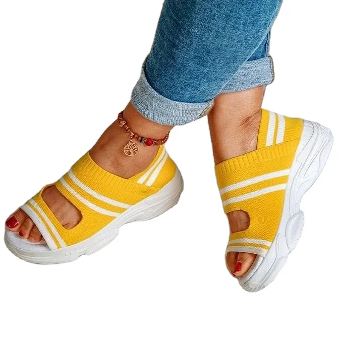 

2021 summer new style plus size casual sandals wedge heel fish mouth platform sandals in stock women fashion sandals, 5 colors