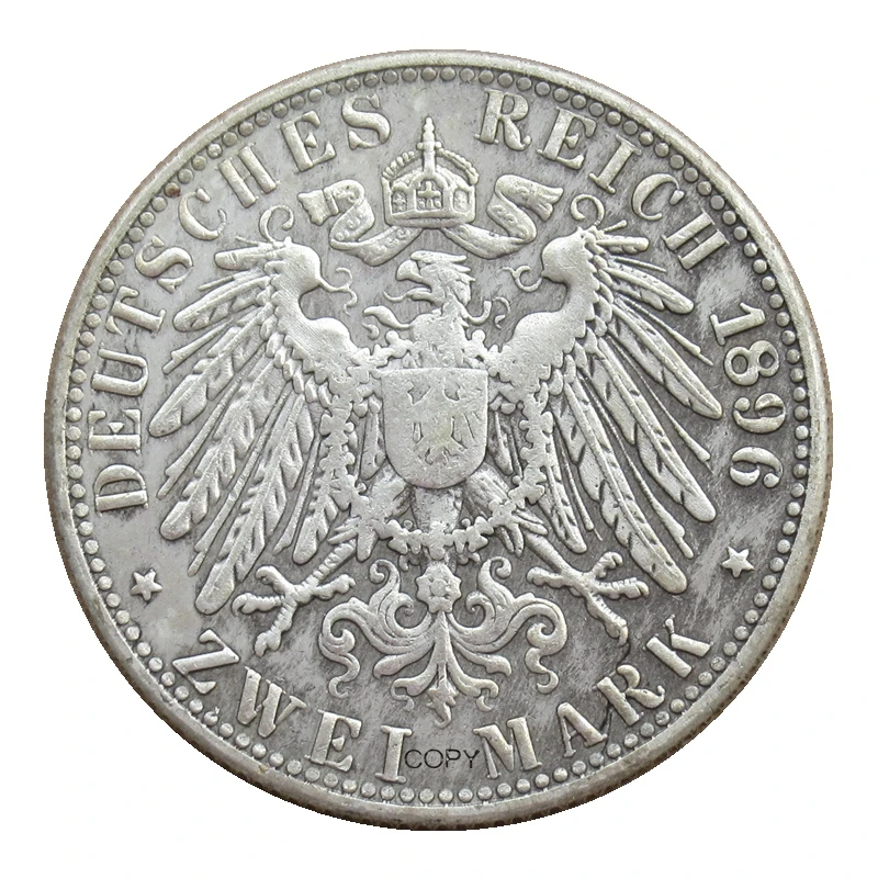 

Reproduction German Anhalt-Dessau 1896 2 Mark - Friedrich I Silver Plated Coins