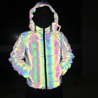 

Stock Man hooded Streetwear Rainbow reflective Jacket Coat
