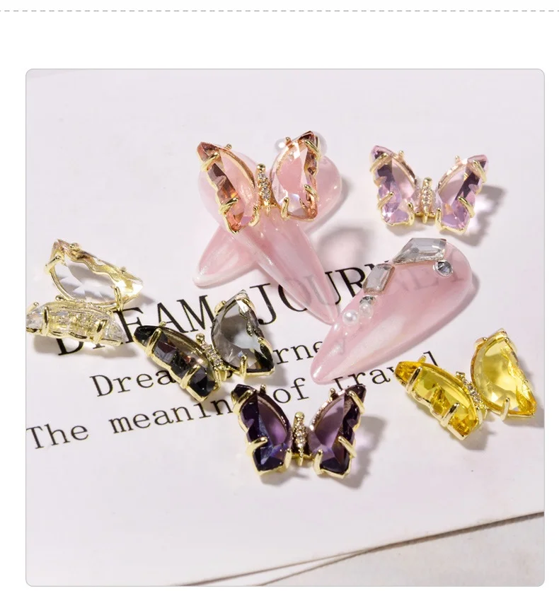 

Paso Sico Best Selling 20 Options Crystal Shimmer Butterfly Diamond Nails Decoration Tools Nail Charms Decoration