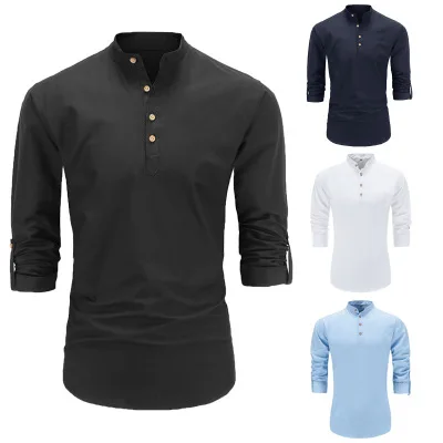 

Wholesale 100%Cotton Oxford Henley Shirt Men Oxford Shirt, Custom color