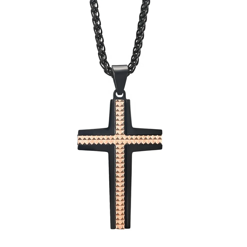 

New designs men's jewelry vacuum plated stainless steel cross pendant