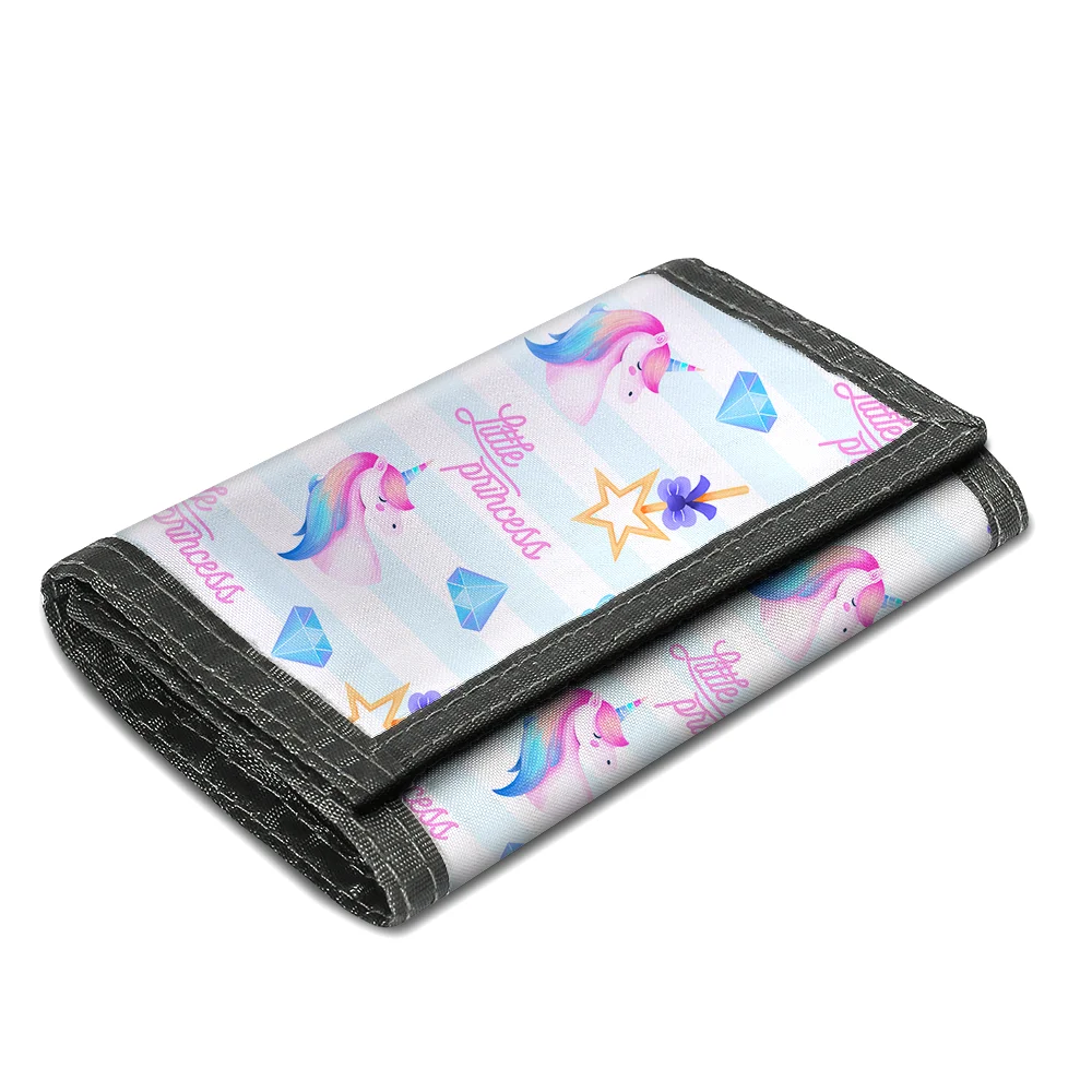 

Customized Unicorn pattern zipper sublimation blank trifold children kid coin purse wallet