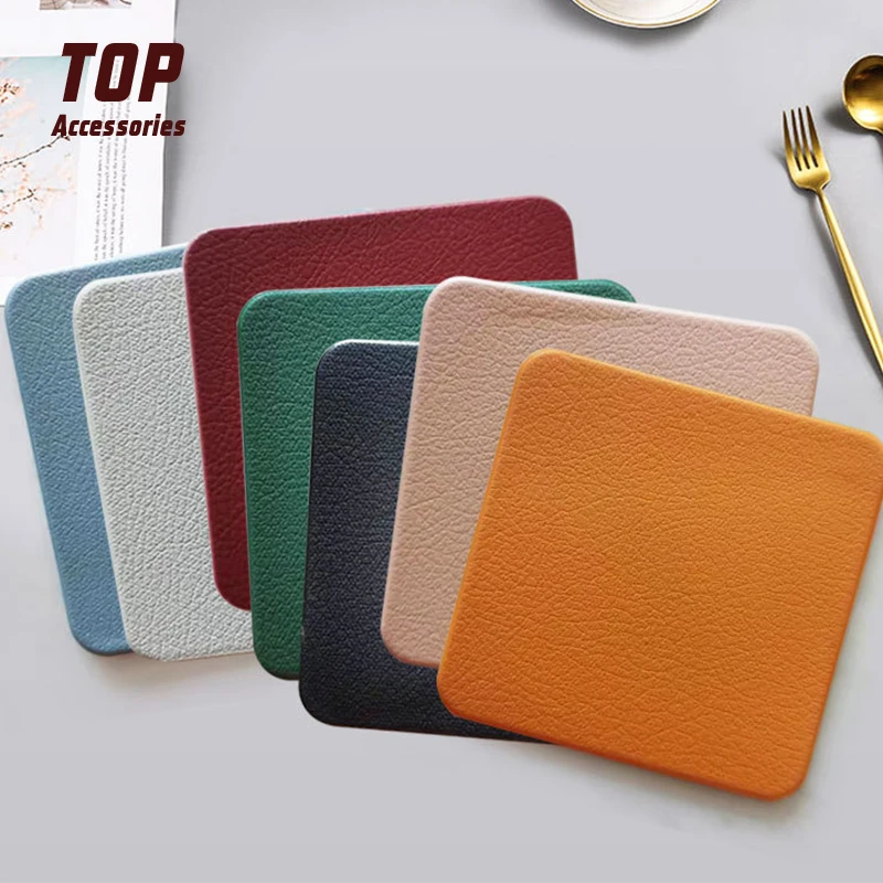 

Wholesale Leather Square Slate Coasters Set Cute Rustic Coasters