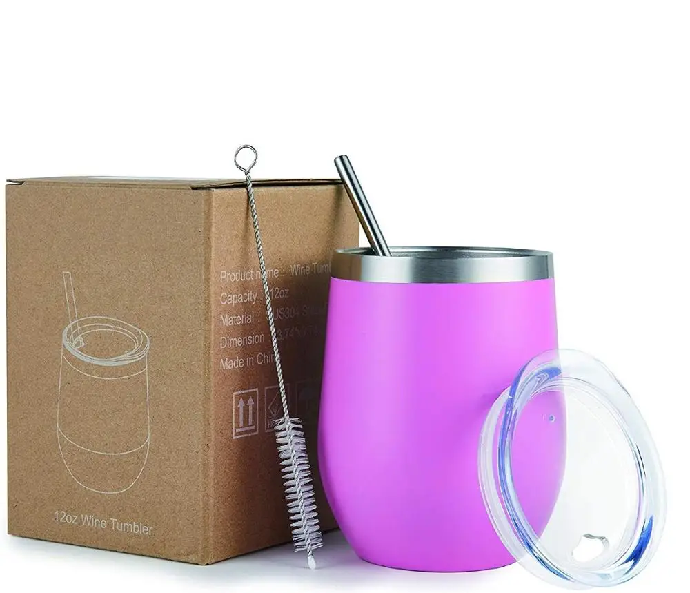 Stainless Steel Coffee Tumbler,Double Wall Vacuum Insulated Wine Cup with Lid