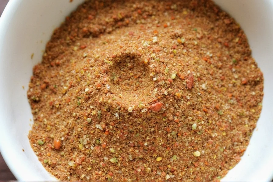 Bowl of Old Bay Cajun Seasoning on a wooden table