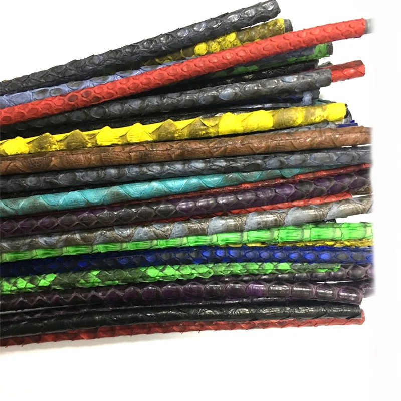 

Top Quality Genuine Snake Python Leather Cord 4mm 5mm 6mm 8mm Round Stingray Leather Cord for Bracelet Necklace Making Cords, As pitcure show