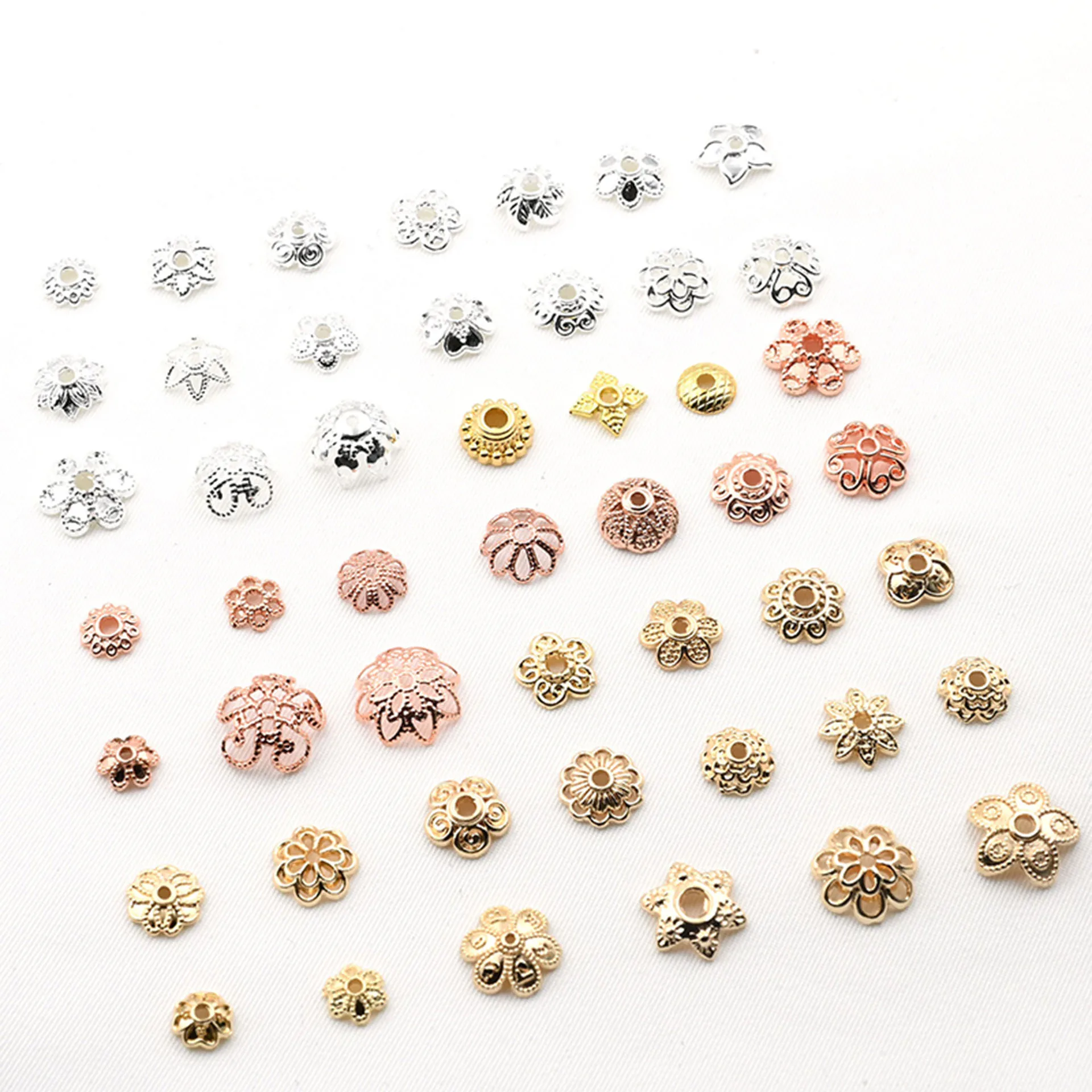 

14K 18K Gold spacer beads for jewelry accessory making petal flower brass spacer flower beads round DIY hand make spacer