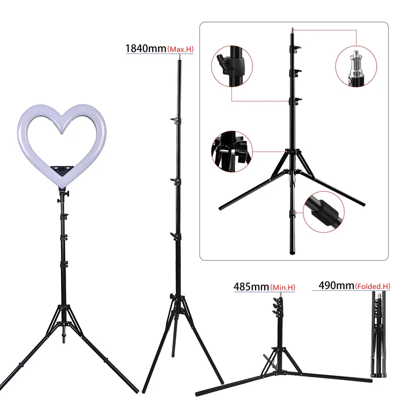

18 Inch RGB Heart Light Phone Camera Makeup Selfie LED Ring Light With Tripod Stand